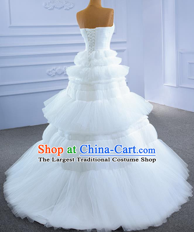Custom Bridal Gown Wedding Dress Bride White Veil Layered Dress Stage Performance Garment Costume