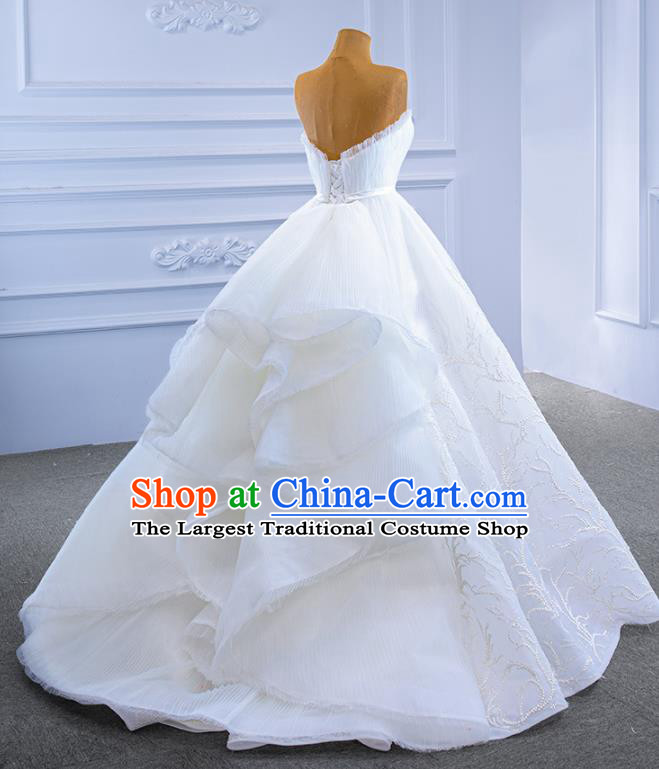 Custom Bride White Cocktail Dress Stage Performance Garment Costume Luxury Bridal Gown Wedding Dress
