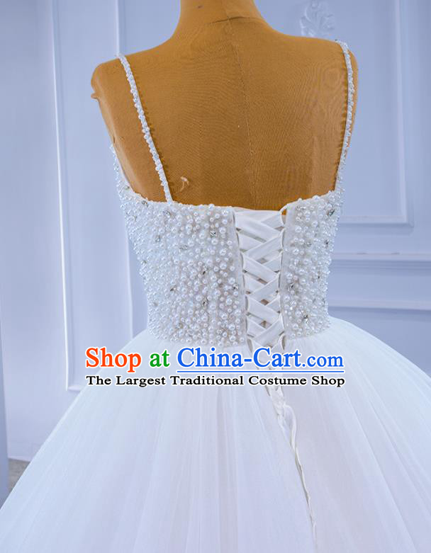 Custom Wedding Dress Formal Garment Bride White Veil Trailing Dress Stage Performance Costume Luxury Bridal Gown