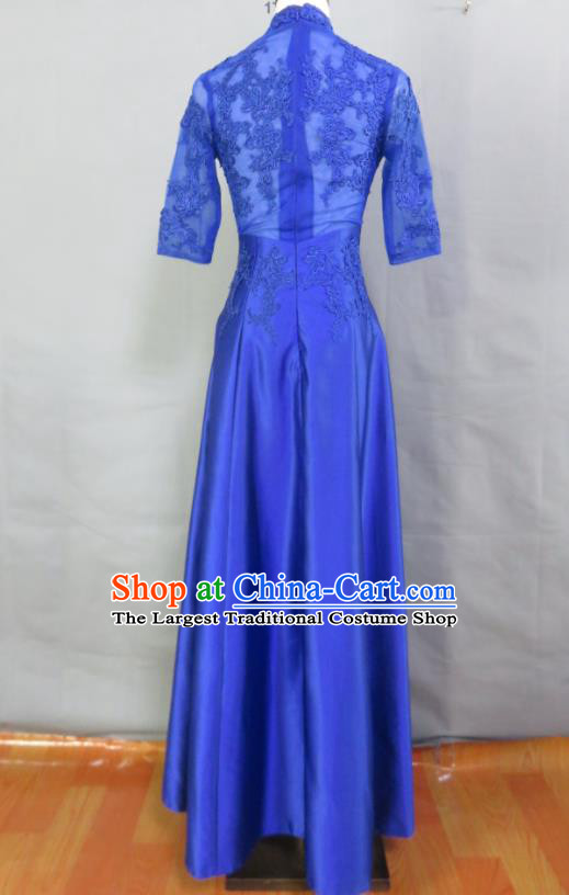 Top Annual Meeting Performance Clothing Bridesmaid Royalblue Full Dress Compere Formal Attire Women Chorus Garment Costume