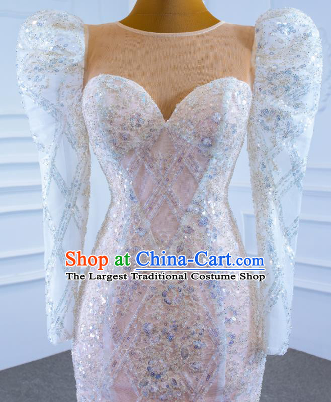 Custom Marriage Bride Trailing Full Dress Catwalks Princess Costume Ceremony Vintage Clothing Luxury Wedding Dress Compere Formal Garment