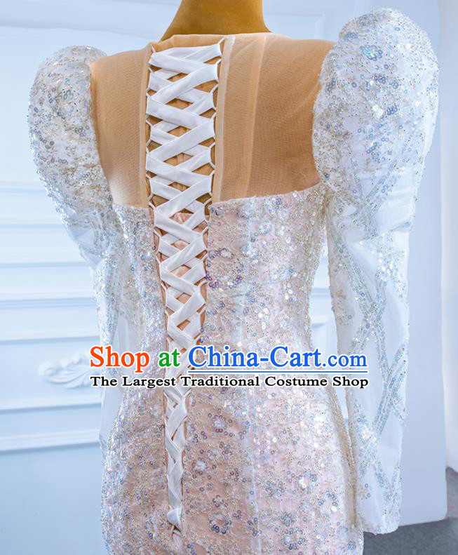 Custom Marriage Bride Trailing Full Dress Catwalks Princess Costume Ceremony Vintage Clothing Luxury Wedding Dress Compere Formal Garment