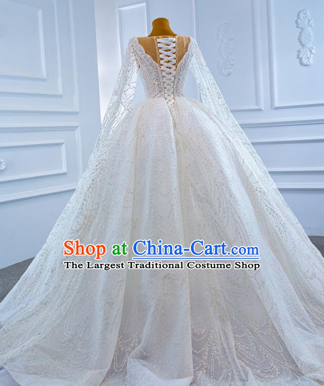 Custom Compere Formal Garment Marriage Bride Trailing Full Dress Catwalks Princess Costume Ceremony Vintage Clothing Luxury Embroidery Pearls Wedding Dress
