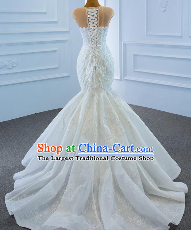 Custom Luxury Fishtail Wedding Dress Vintage Formal Garment Bride Embroidery Beads Full Dress Catwalks Princess Costume Ceremony Compere Clothing