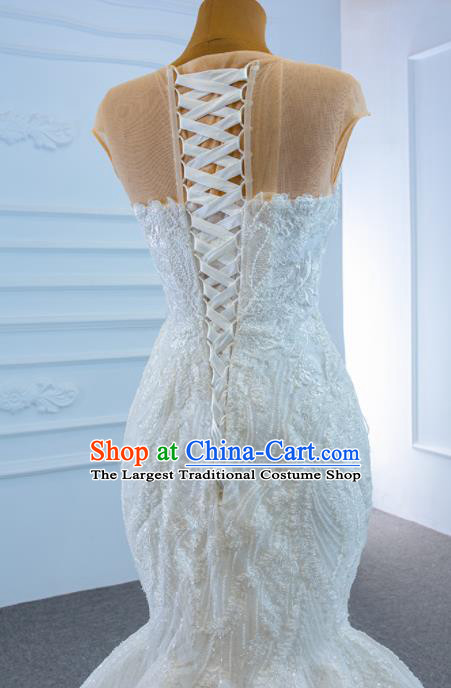 Custom Luxury Fishtail Wedding Dress Vintage Formal Garment Bride Embroidery Beads Full Dress Catwalks Princess Costume Ceremony Compere Clothing