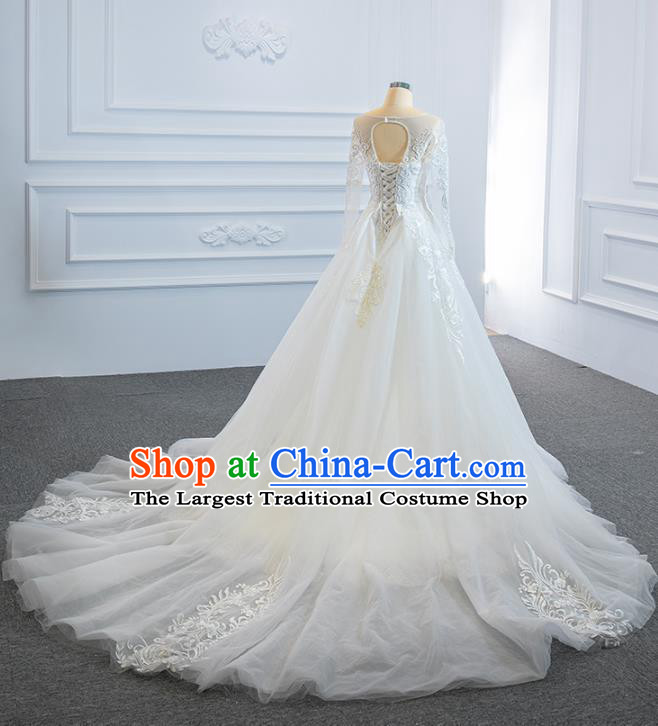 Custom Vintage Wedding Dress Luxury Embroidery Formal Garment Compere Trailing Full Dress Catwalks Princess Costume Marriage Bride Clothing