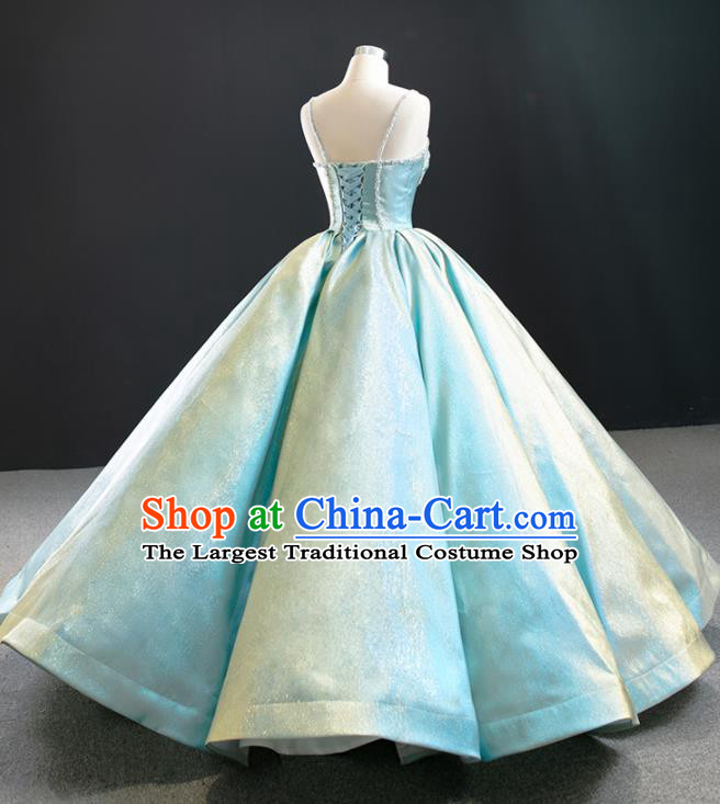 Custom Catwalks Princess Costume Bride Clothing Vintage Wedding Dress Marriage Formal Garment Compere Luxury Light Blue Full Dress