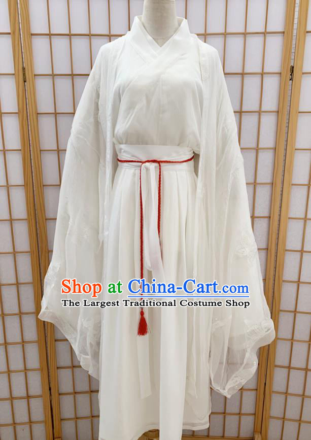 China Ancient Goddess White Hanfu Dress Jin Dynasty Palace Lady Clothing Traditional Historical Costumes Complete Set
