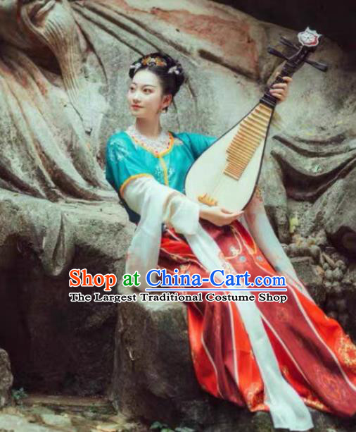 China Traditional Court Dance Historical Costumes Ancient Fairy Hanfu Dress Garments Tang Dynasty Palace Princess Clothing