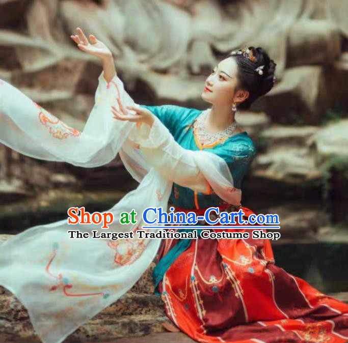 China Traditional Court Dance Historical Costumes Ancient Fairy Hanfu Dress Garments Tang Dynasty Palace Princess Clothing