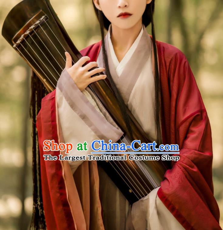 China Ancient Swordswoman Red Hanfu Dress Garments Jin Dynasty Clothing Traditional Chivalrous Knight Historical Costumes