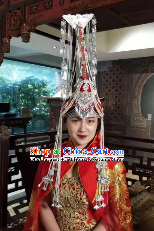 China Ethnic Wedding Bride Headdress She Nationality Folk Dance Hair Accessories Minority Dance Performance Red Hat