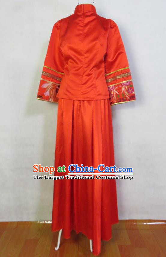 China Wedding Garment Costumes Classical Red Cheongsam Dress Traditional Xiuhe Suits Bride Toasting Clothing