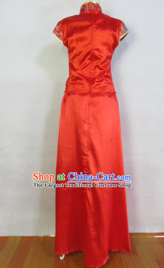 China Wedding Garment Costumes Classical Red Brocade Cheongsam Traditional Marriage Xiuhe Suits Ancient Bride Toasting Dress Clothing