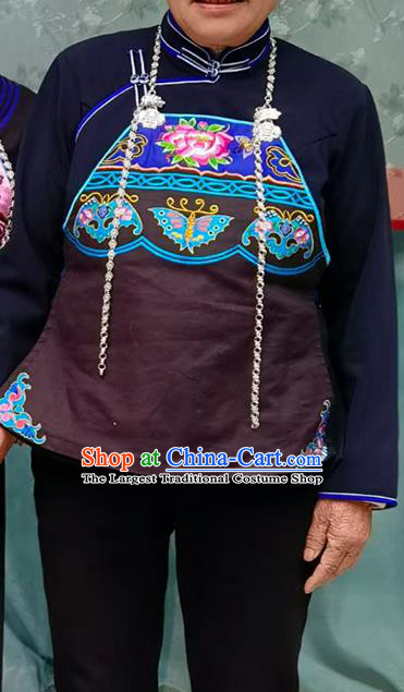 Chinese Bouyei Nationality Embroidery Top Garment Puyi Minority Informal Vest Guizhou Ethnic Woman Stomachers
