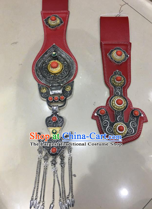 Handmade China Tibetan Robe Cupronickel Waistband Jewelry Zang Nationality Waist Accessories Ethnic Wedding Silver Tassel Belt Pendant