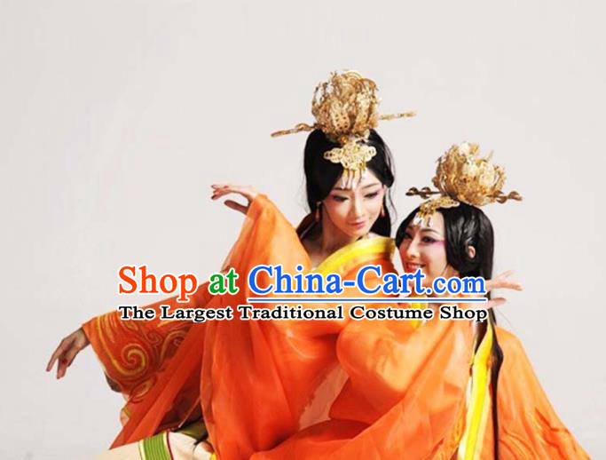 China Stage Performance Yellow Dress Classical Dance Clothing Woman Dance Garment Costume Court Beauty Dance Uniforms