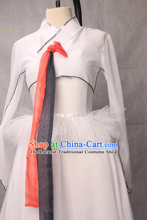 Chinese Korean Nationality Stage Performance White Dress Outfits Chaoxian Minority Folk Dance Clothing Ethnic Female Dance Costumes