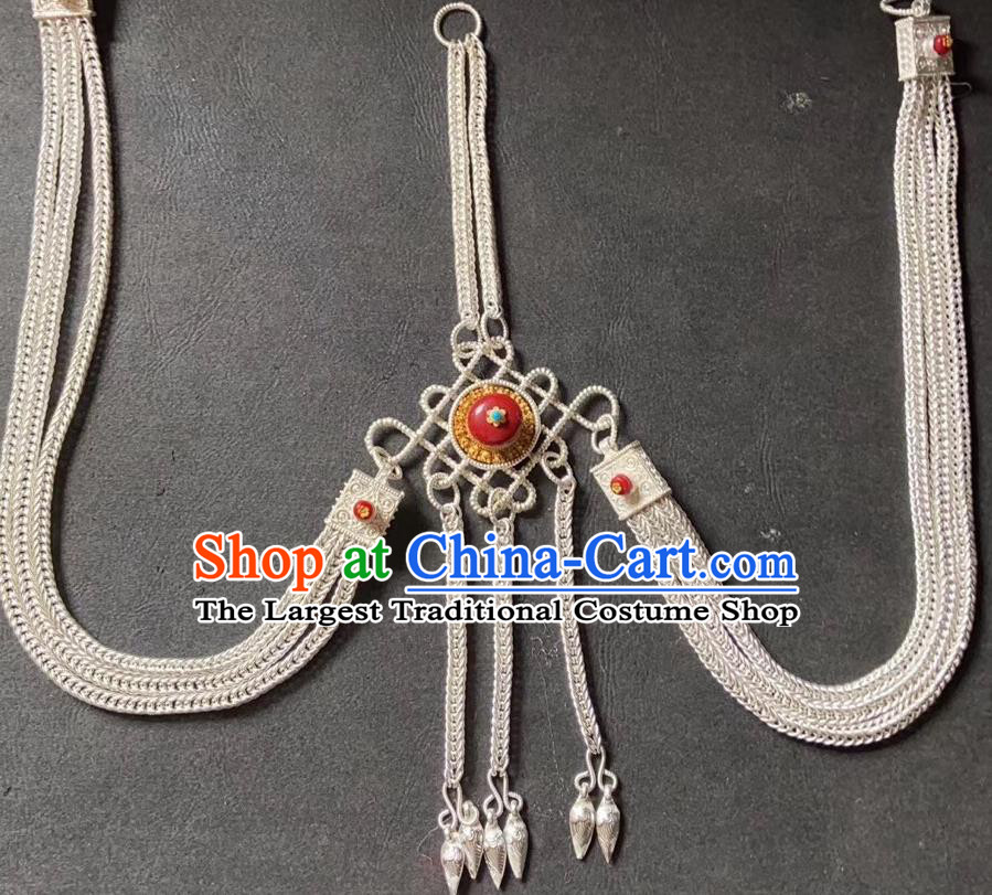 Handmade China Zang Nationality Waist Chain Accessories Ethnic Wedding Cupronickel Belt Pendant Tibetan Robe Waistband