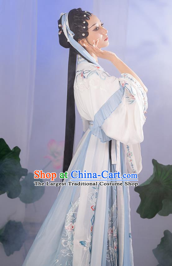 China Ancient Young Beauty Hanfu Dress Jin Dynasty Historical Clothing Traditional Court Princess Garment Costumes