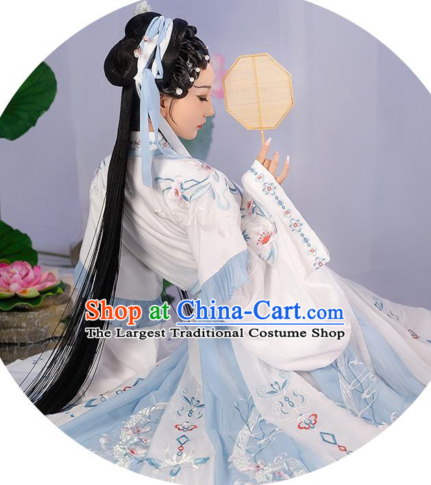 China Ancient Young Beauty Hanfu Dress Jin Dynasty Historical Clothing Traditional Court Princess Garment Costumes