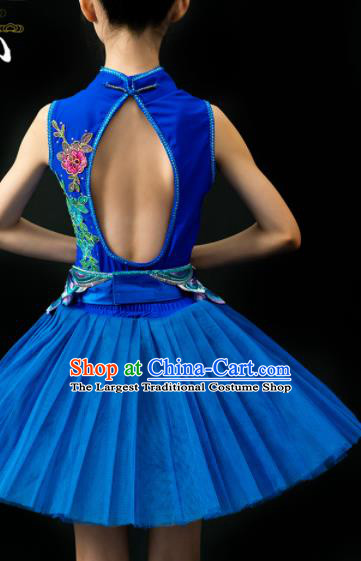 Professional Ballet Dance Garment Costume Tu Tu Dance Royalblue Veil Dress Children Modern Dance Clothing Girl Dancewear