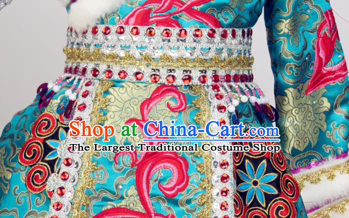 Chinese Zang Nationality Stage Performance Dress Outfits Tibetan Minority Children Dance Clothing Ethnic Girl Dance Costumes