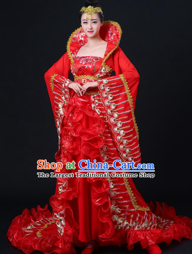 China Woman Dancewear Classical Dance Clothing Tang Dynasty Princess Garment Costumes Ancient Imperial Consort Red Dress