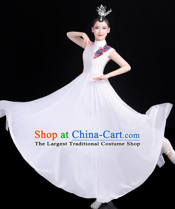 Professional China Chorus Performance Garments Modern Dance Clothing Opening Dance White Dress Women Group Dance Costume