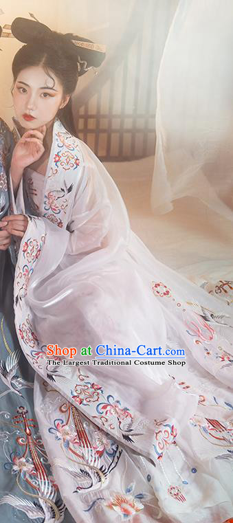 China Ancient Historical Garment Costumes Northern and Southern Dynasties Royal Princess White Hanfu Dress Clothing