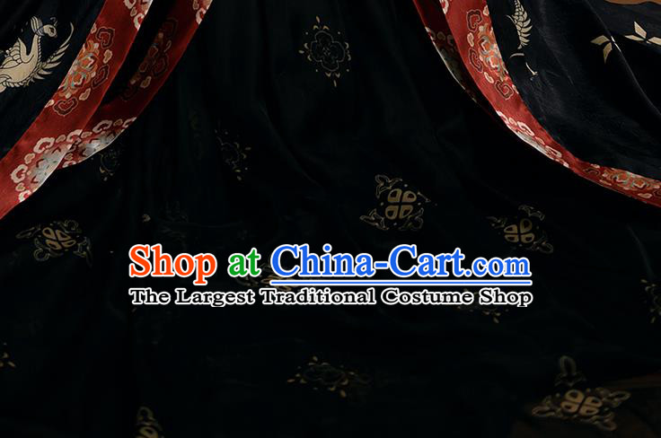 China Tang Dynasty Empress Clothing Ancient Imperial Consort Historical Garment Costumes Traditional Noble Woman Black Hanfu Dress Complete Set