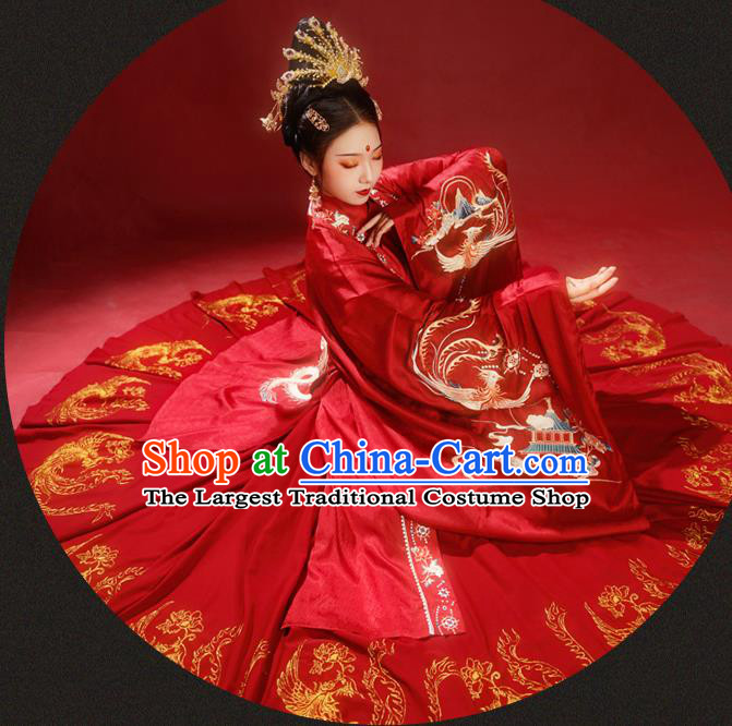 China Traditional Wedding Red Hanfu Dress Ming Dynasty Court Woman Historical Clothing Ancient Empress Garment Costumes Full Set