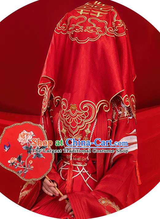 China Traditional Wedding Red Hanfu Dress Song Dynasty Princess Historical Clothing Ancient Nobility Lady Garment Costumes Full Set