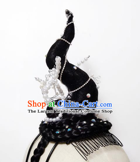 Chinese Traditional Umbrella Dance Wigs Chignon Classical Dance Hair Accessories Women Dance Headdress Goddess Performance Hairpieces