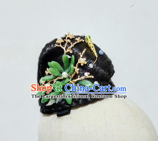 Chinese Stage Performance Hairpieces Traditional Jasmine Flower Dance Wigs Chignon Classical Dance Hair Accessories Fan Dance Headdress