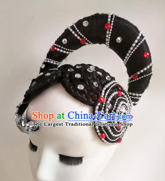 China Ewenki Nationality Dance Hair Accessories Folk Dance Hair Crown Ethnic Dance Wigs Chignon