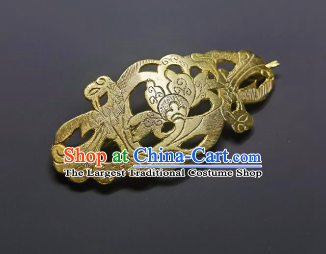 Chinese Ancient Empress Hairpin Traditional Hair Accessories Handmade Qing Dynasty Queen Golden Phoenix Hair Stick