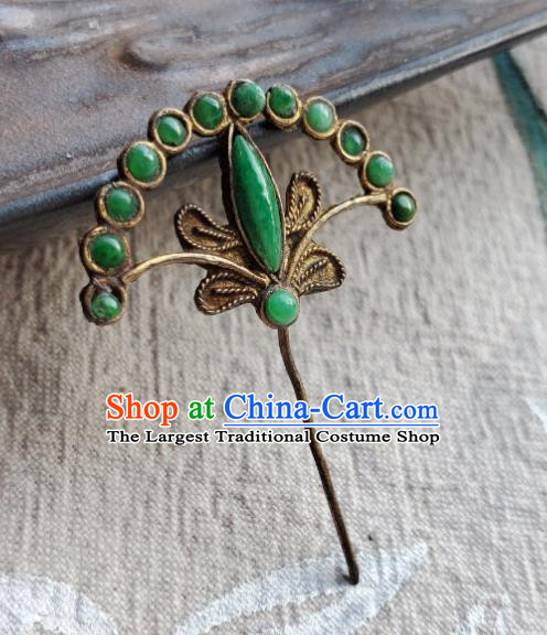 Chinese Handmade Qing Dynasty Imperial Consort Hair Stick Ancient Empress Hairpin Traditional Court Jadeite Hair Accessories
