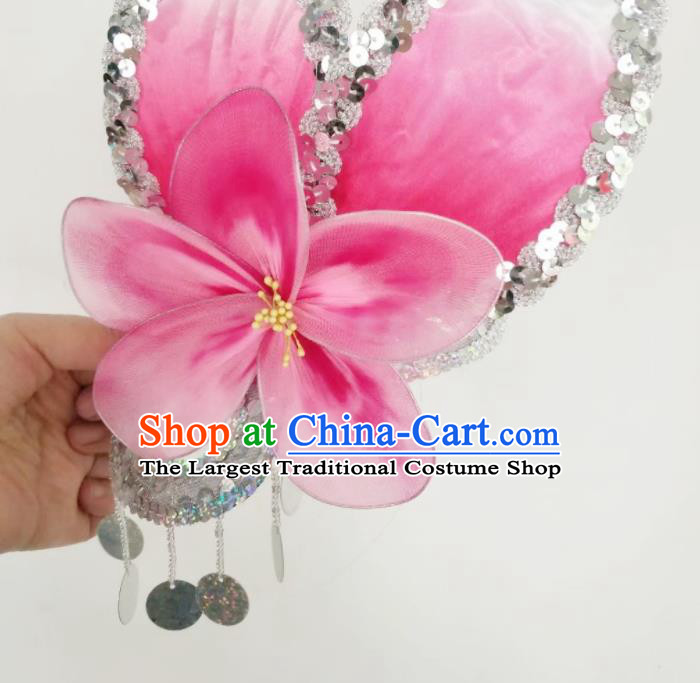 China Stage Performance Hair Accessories Modern Dance Headpiece Opening Dance Pink Peach Blossom Hair Crown Women Group Dance Hat