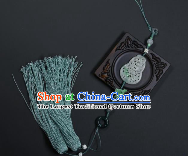 China Traditional Hanfu Waist Accessories Handmade Jade Carving Gourd Sachet Ancient Swordsman Tassel Belt Pendant