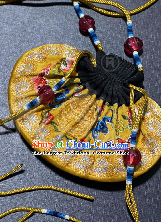 China Traditional Court Tassel Perfume Satchel Qing Dynasty Waist Accessories Ancient Emperor Golden Silk Sachet Pendant