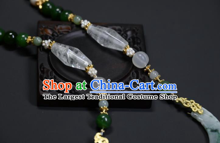 China Ancient Princess Necklace Accessories Qing Dynasty Empress Necklet Handmade Jade Carving Jewelry
