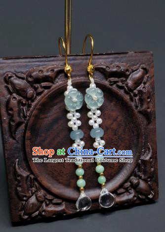 Handmade Chinese Cheongsam Ear Jewelry Qing Dynasty Court Eardrop Traditional Ear Accessories National Crystal Earrings
