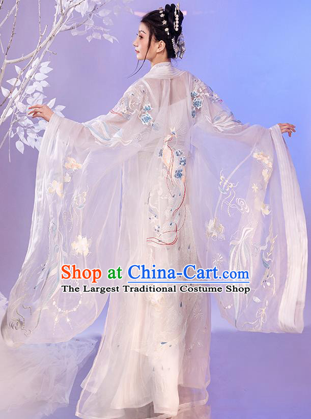 China Traditional Wedding White Hanfu Dresses Song Dynasty Patrician Beauty Historical Clothing Ancient Goddess Garment Costumes
