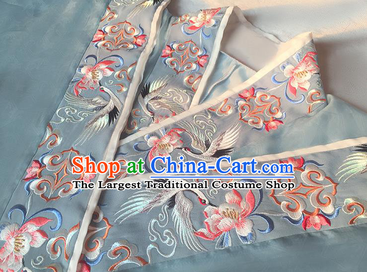 China Ancient Palace Princess Garment Costumes Traditional Court Blue Hanfu Dress Southern and Northern Dynasties Noble Woman Historical Clothing