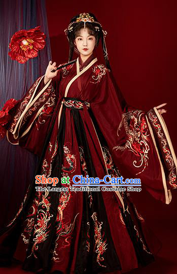 China Jin Dynasty Wedding Historical Clothing Ancient Palace Princess Garment Costumes Traditional Court Beauty Hanfu Dresses Complete Set