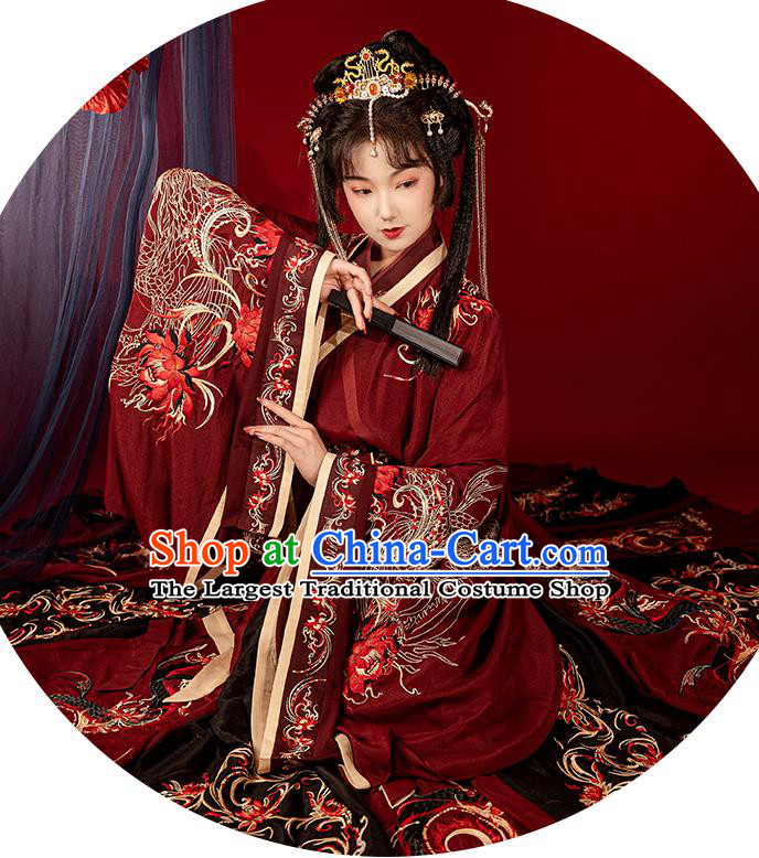 China Jin Dynasty Wedding Historical Clothing Ancient Palace Princess Garment Costumes Traditional Court Beauty Hanfu Dresses Complete Set