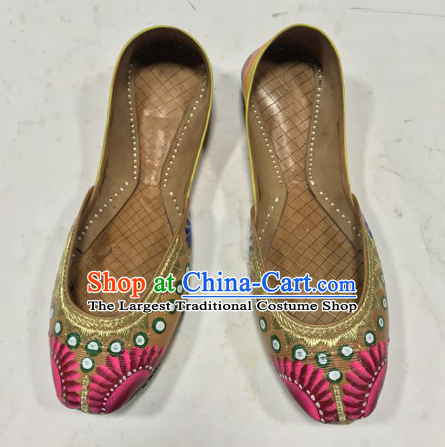 Handmade India Folk Dance Shoes Asian Female Painting Shoes Indian Dance Leather Shoes Wedding Bride Shoes