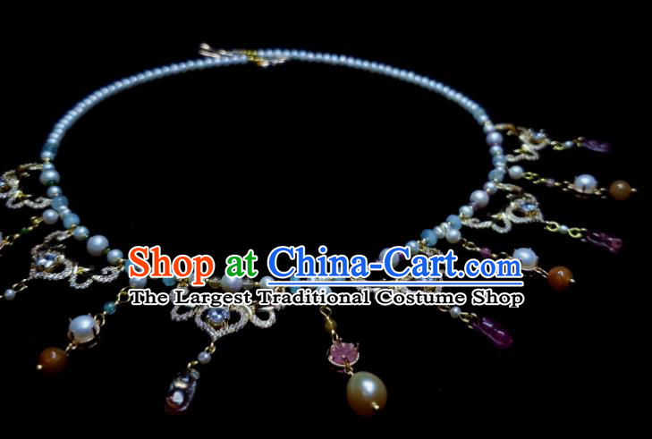 China Tang Dynasty Queen Necklet Handmade Pearls Jewelry Ancient Empress Necklace Accessories