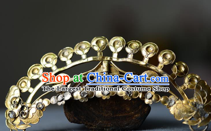 Chinese Ancient Empress Silver Hairpin Traditional Vintage Hair Accessories Handmade Qing Dynasty Hair Crown